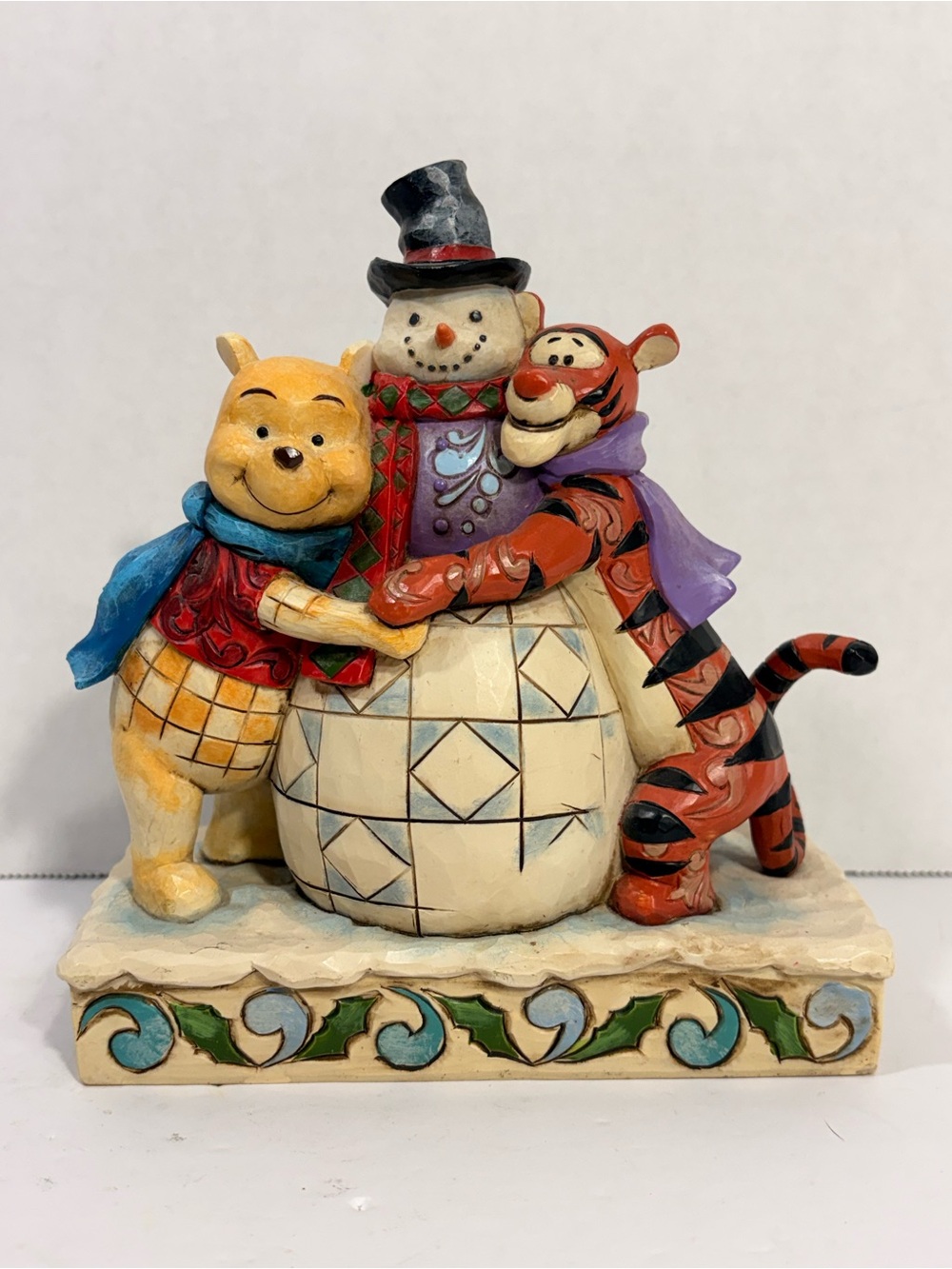 Jim Shore Disney Winter Hugs Pooh Tigger Snowman Figurine 4033265